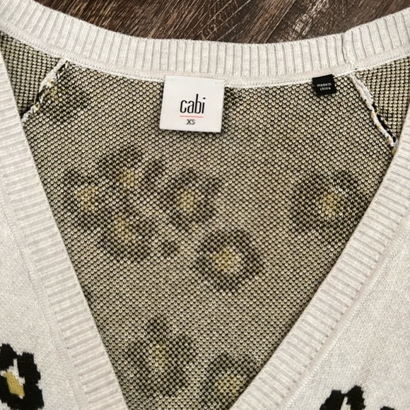 CAbi Cream Cardigan with Yellow and Black Floral Pattern - Picture 4 of 4